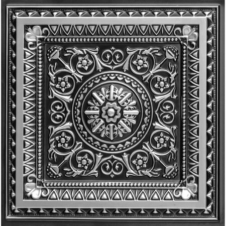 From Plain To Beautiful In Hours La Scala Faux Tin/ PVC 24-in x 24-in Antique Silver Textured Surface-mount Ceiling Tile, 10PK 223as-24x24-10